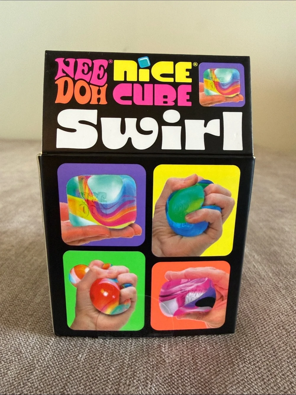 Needoh Nice Cube Swirl Super Solid Squish! - Green, Blue, Purple Swirl